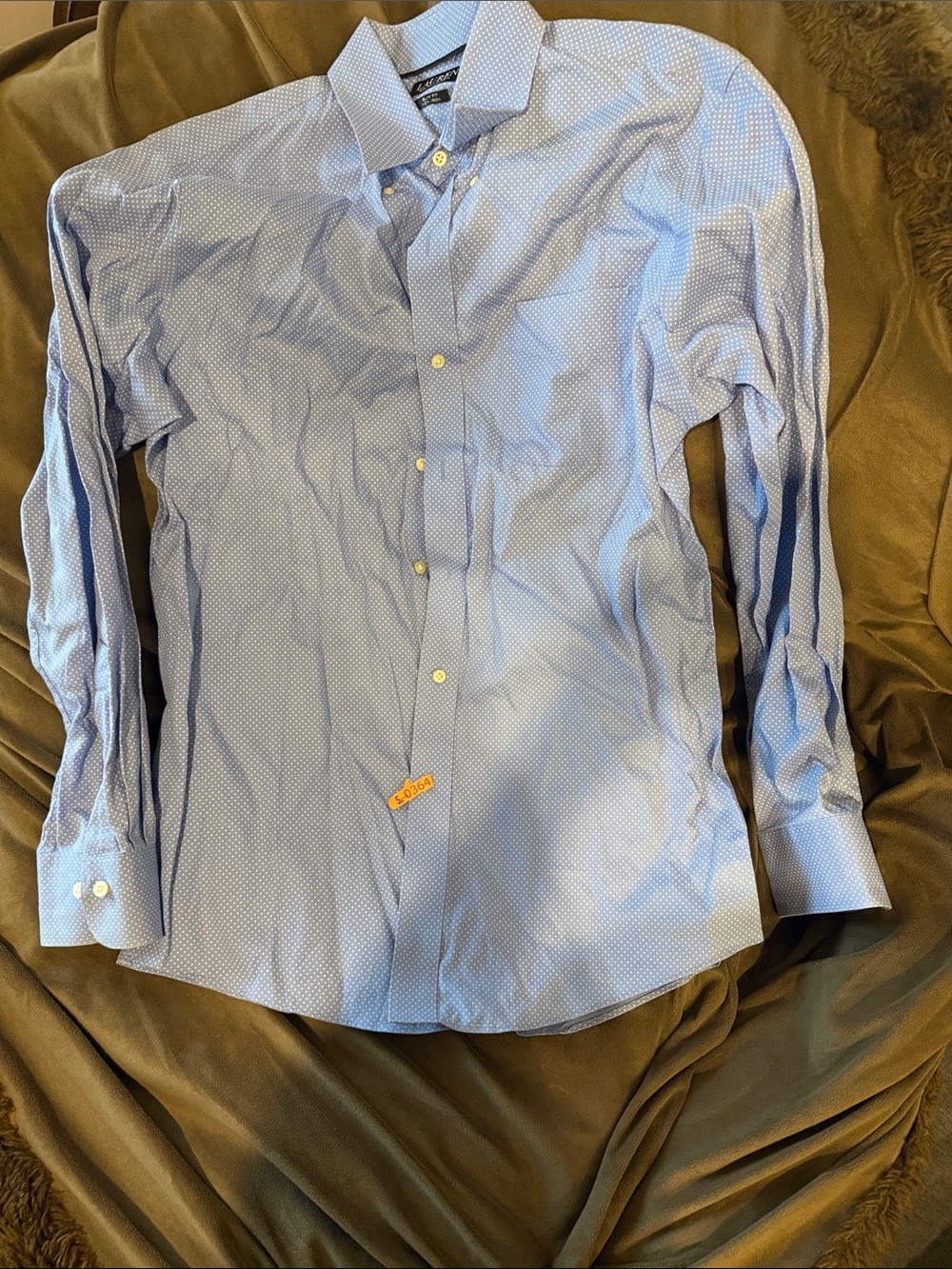 Slim Fit Light Blue Patterned Men's Ralph Lauren Dress Shirt (Size 16 34/35)